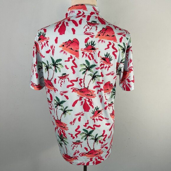 Bad Birdie Men's L Short Sleeves Golf Polo Shirt Hawaiian Tropical Print - Picture 4 of 14
